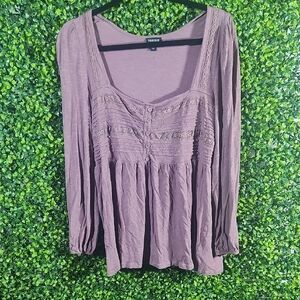 Torrid Purple Smocked Relaxed Fit Blouse Size 1